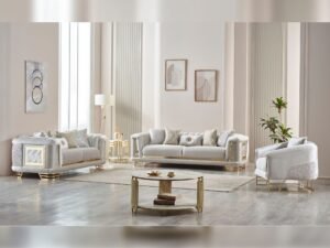 Romans 3-pieces (Sofa & Loveseat & Chair) Livingroom Set Cream