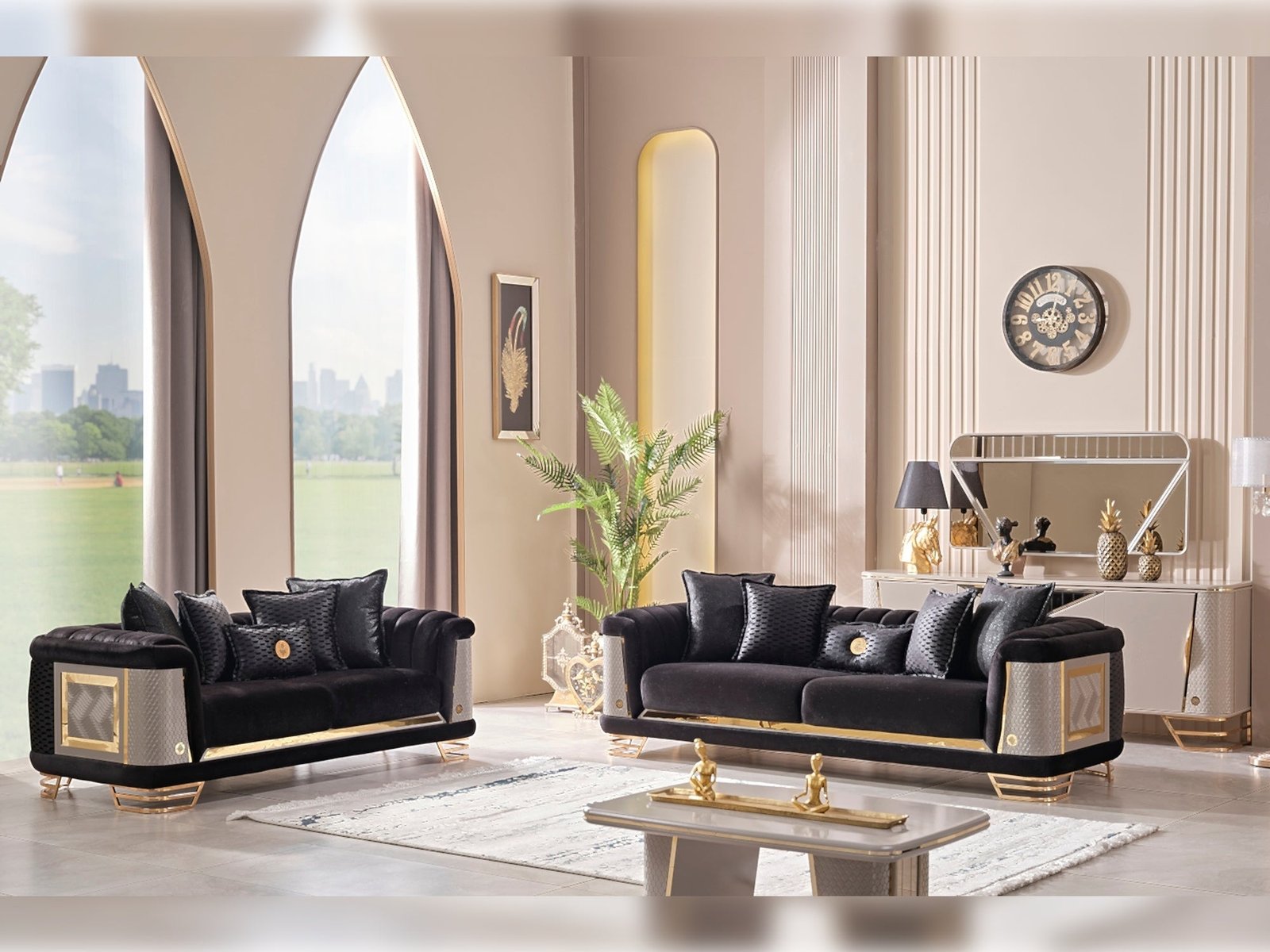 Second image of Romans 3-pieces (Sofa & Loveseat & Chair) Livingroom Set Black