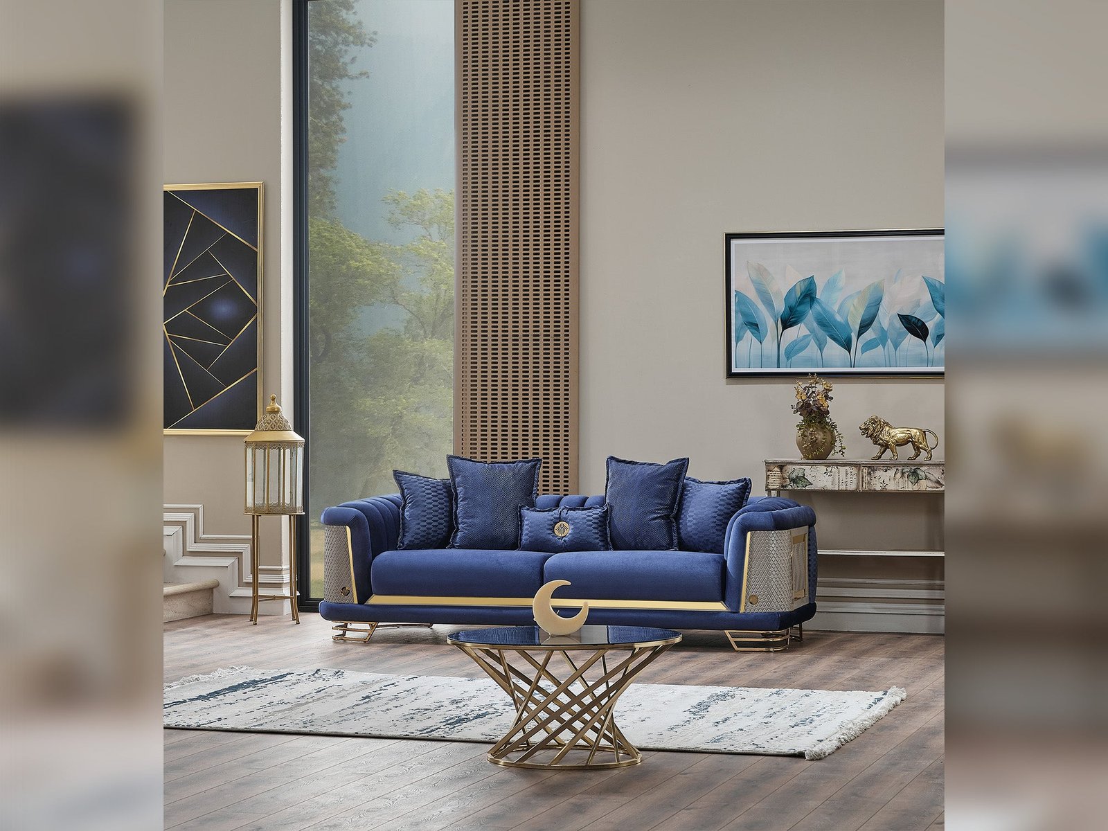 Second image of Romans Stationary Sofa Navy Blue