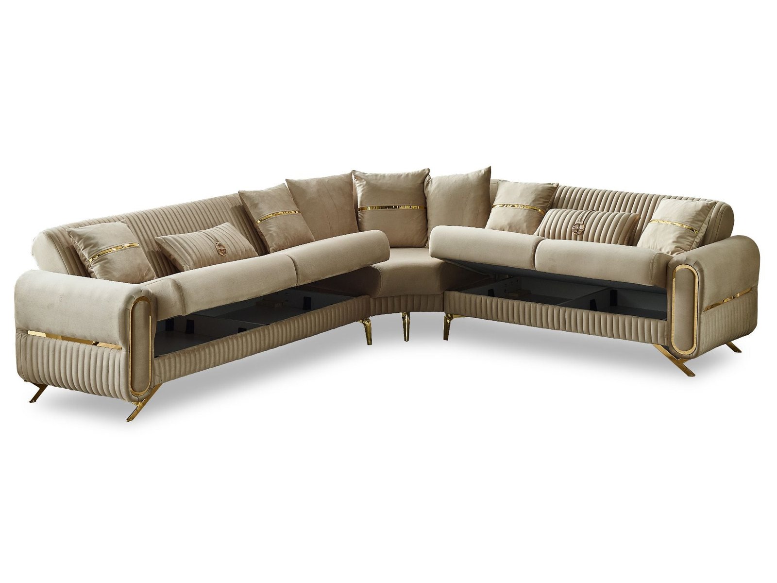 Second image of Royal Convertible Sectional Sofa Beige