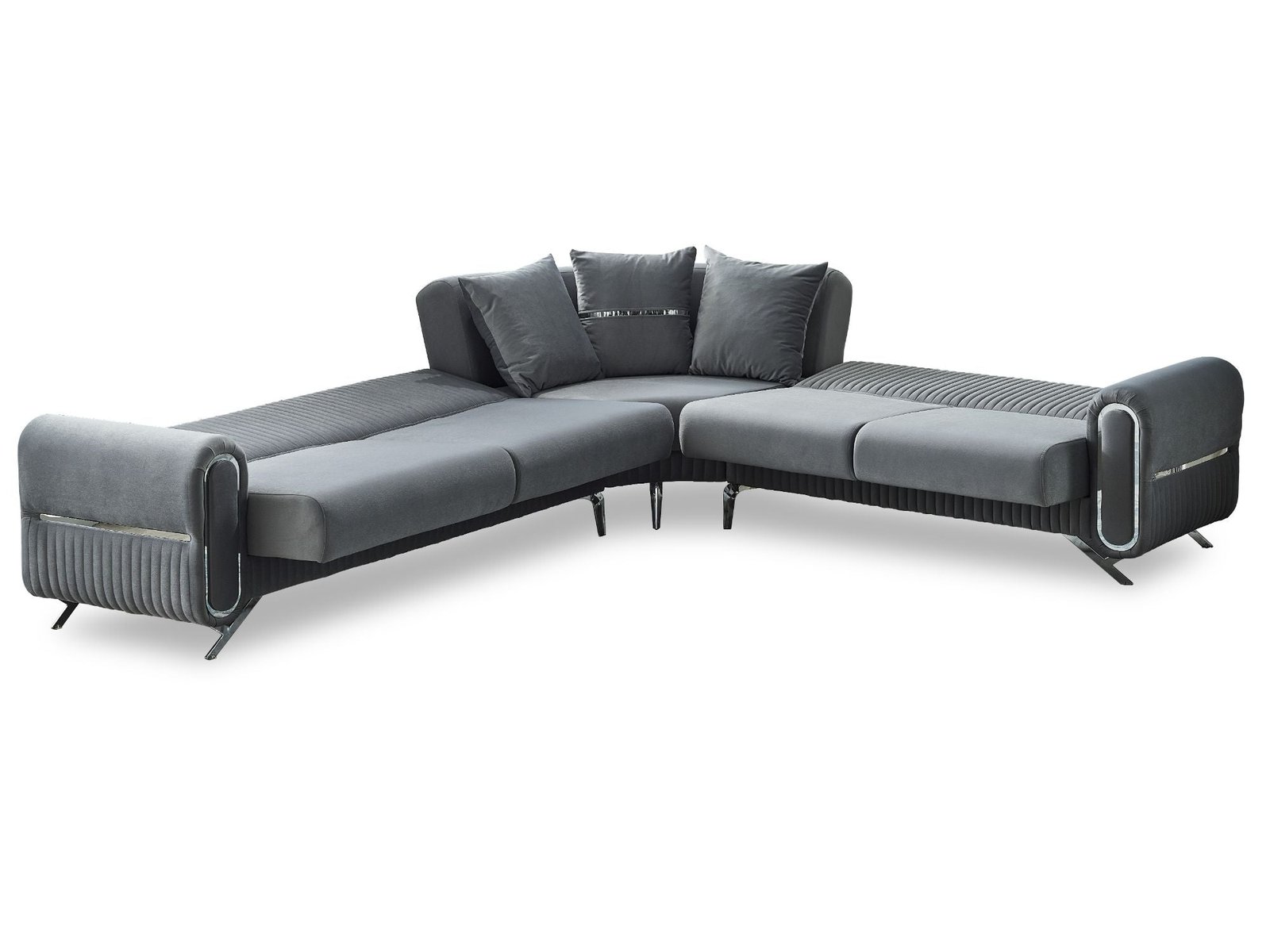 Second image of Royal Convertible Sectional Sofa Grey