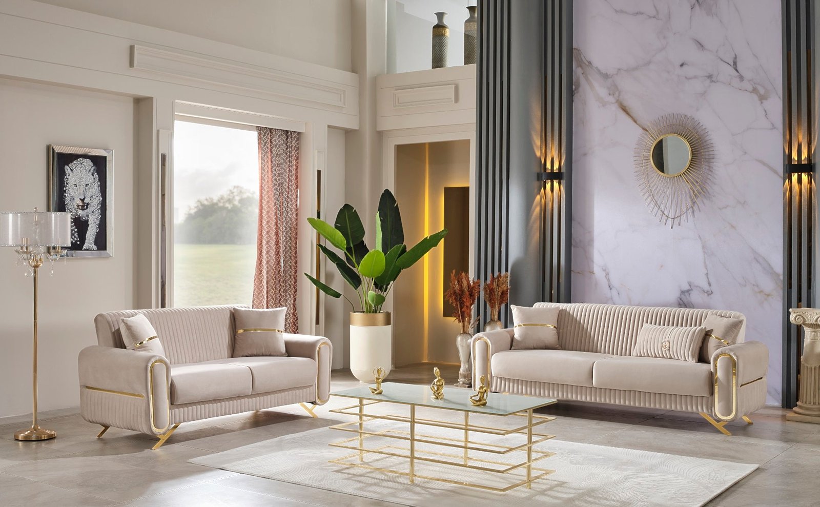 Second image of Royal 3-pieces (Sofa & Loveseat & Chair) Livingroom Set Beige