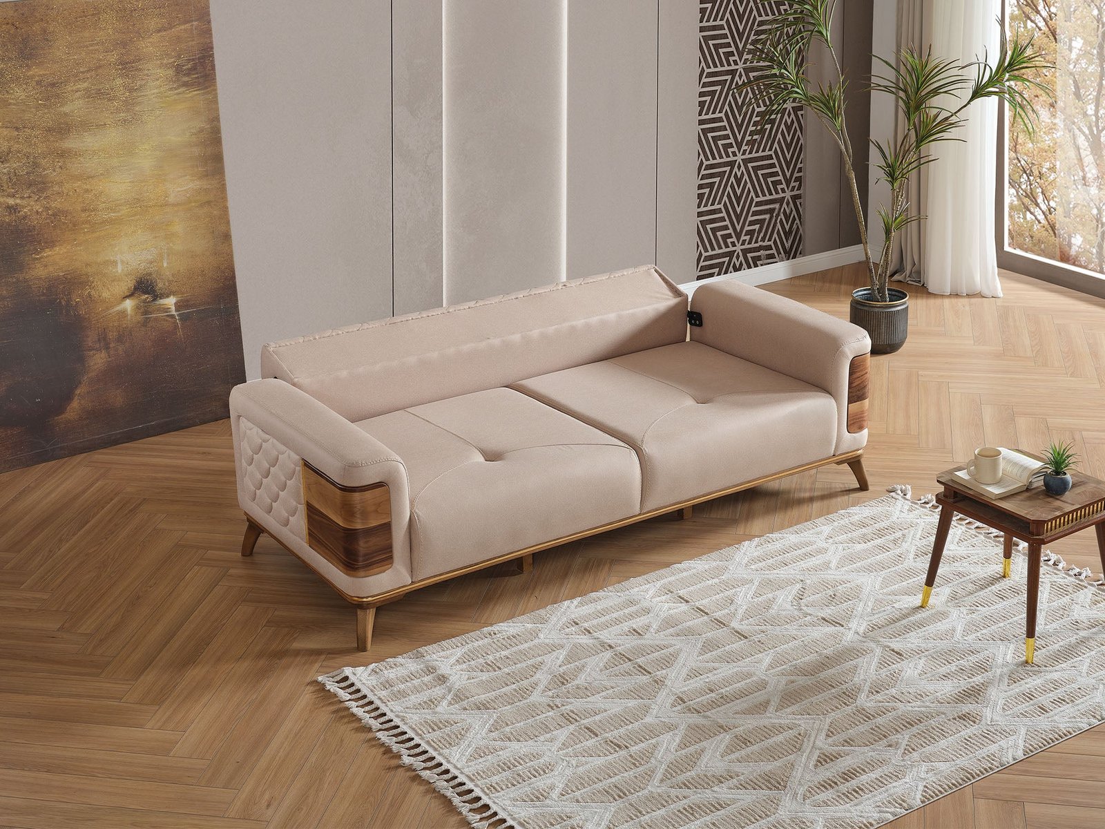 Second image of Ruby Convertible Sofa Beige