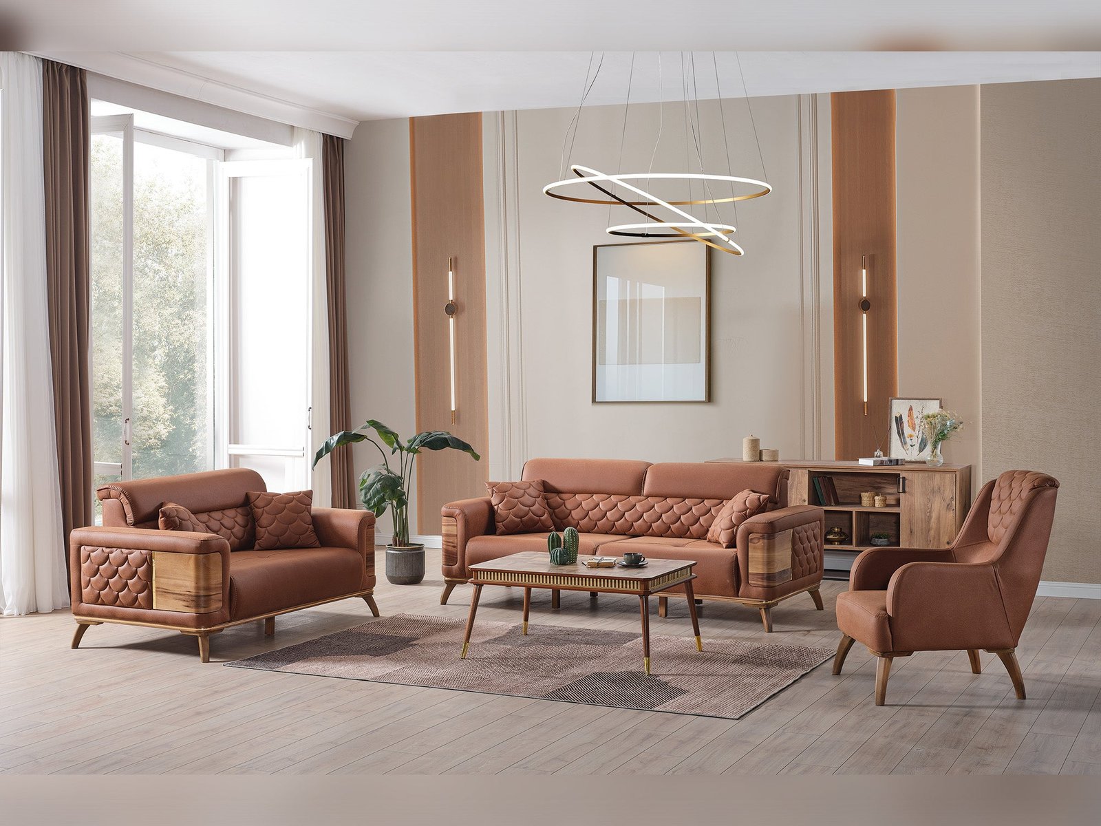 Ruby 3-pieces (Sofa & Loveseat & Chair) Livingroom Set Brick