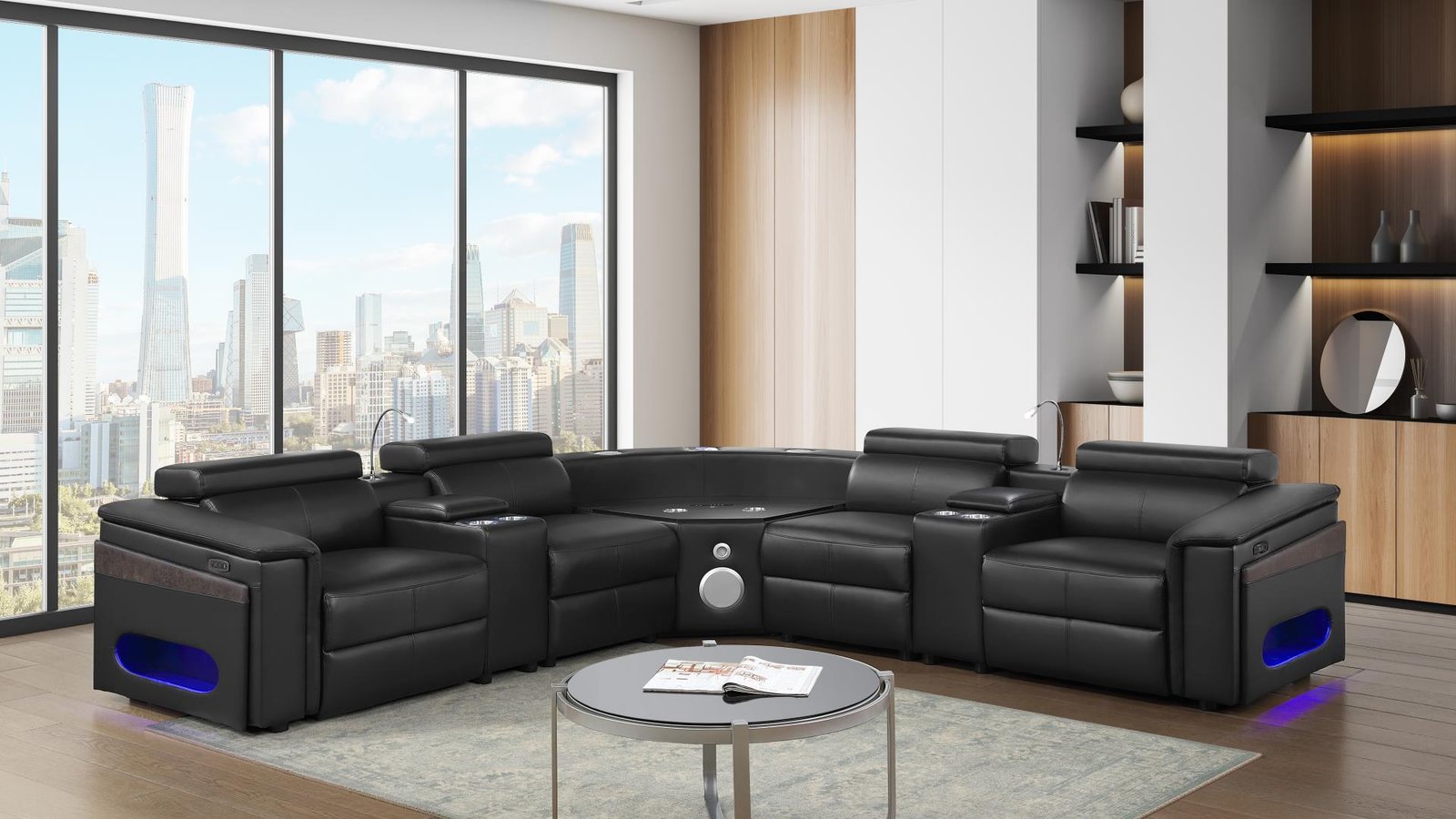 NOVA SECTIONAL WITH 1 CONSOLE (READING LIGHT) - BLACK