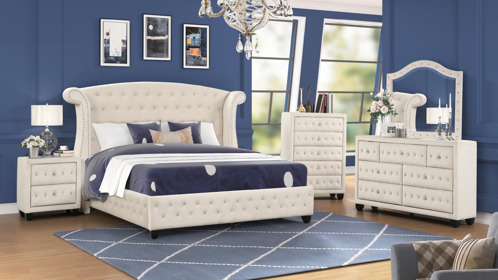 Second image of SOPHIA FULL 4 PC BEDROOM SET IN CREAM
