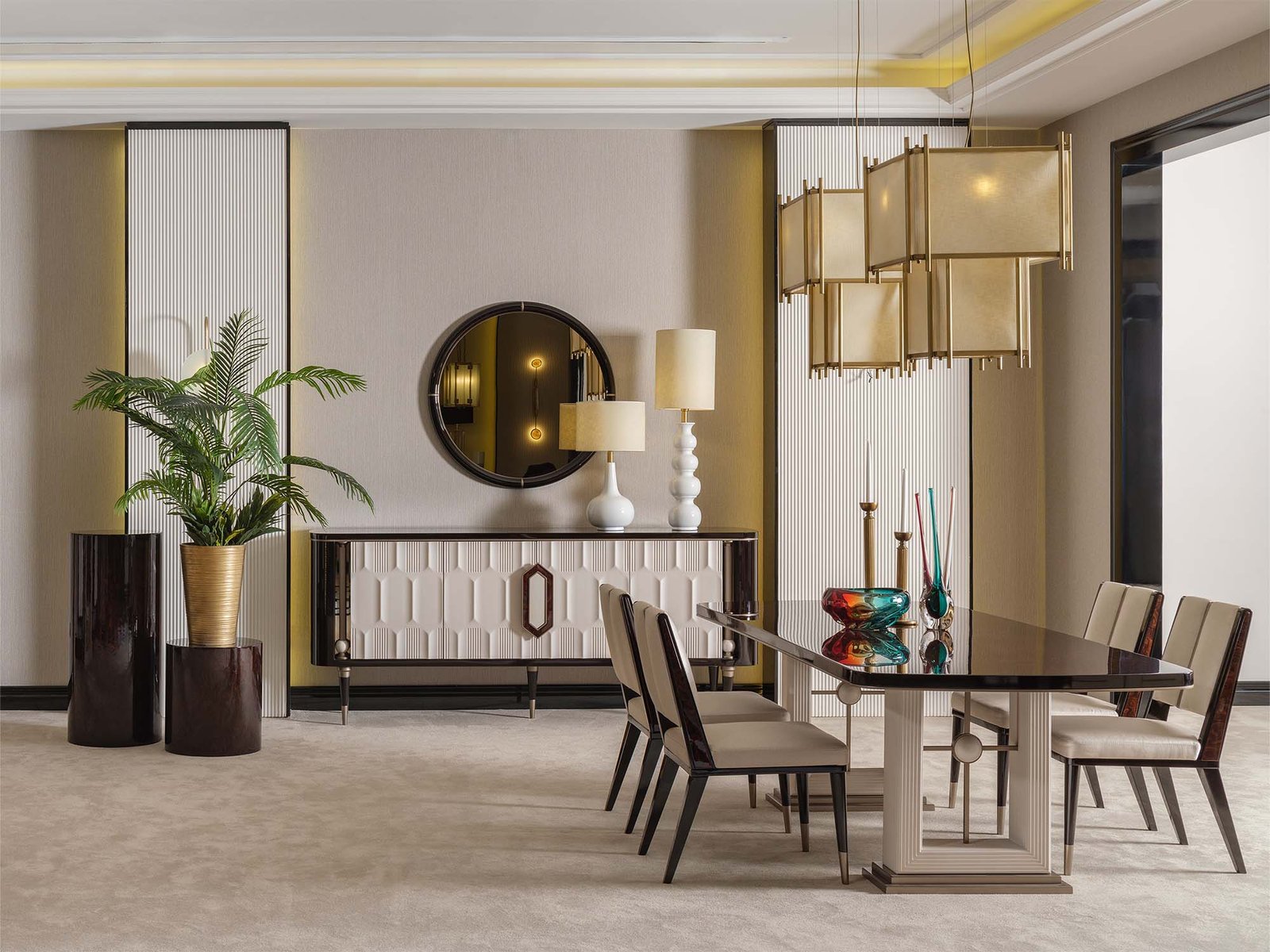 Senato Diningroom (Consol With Mirror & Dining Table & 6 Dining Chair)