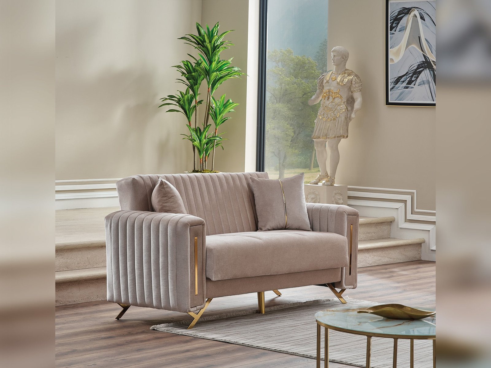 Second image of Senfoni Convertible Loveseat Beige
