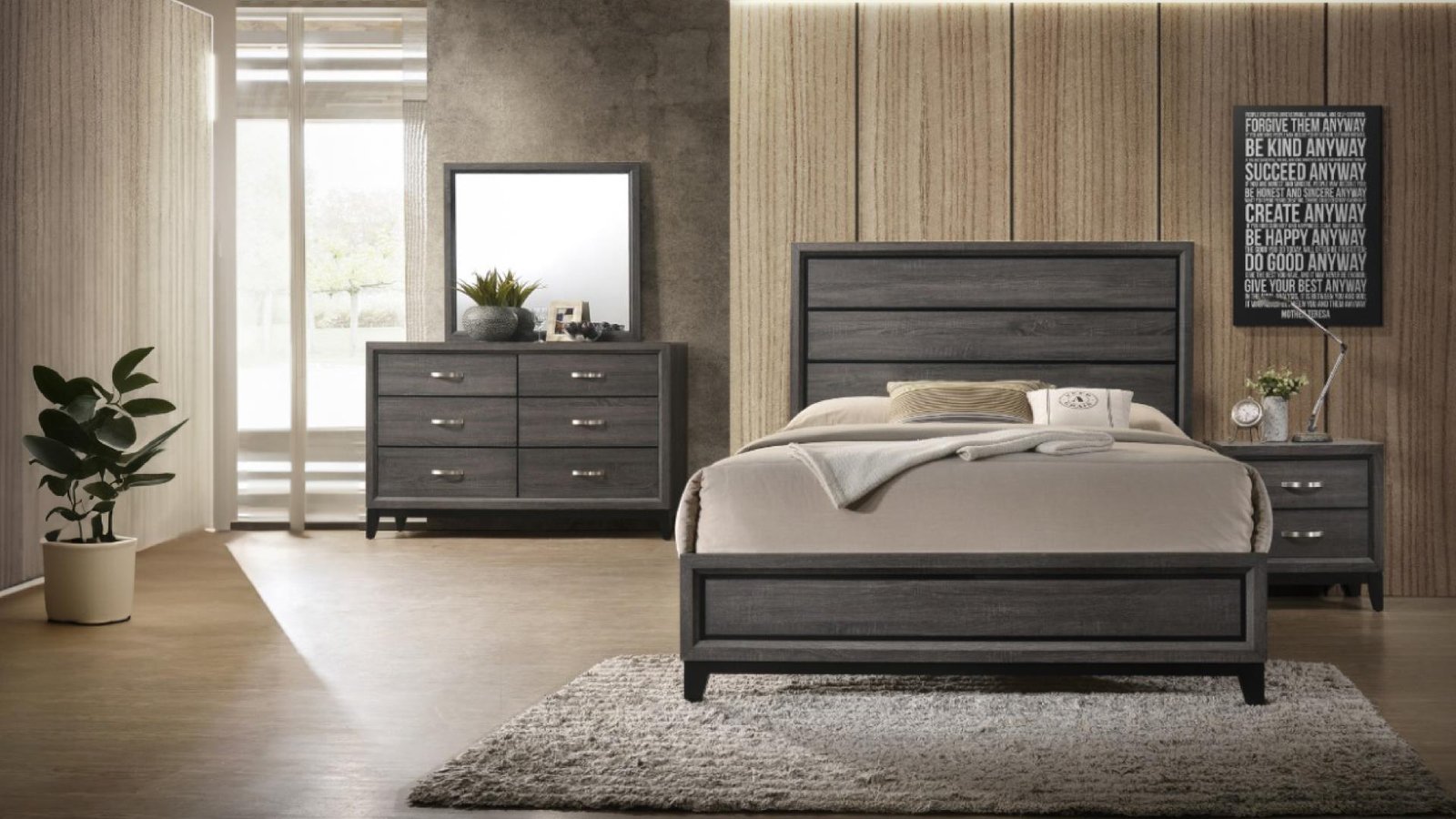 SIERRA FULL 4 PC BEDROOM SET IN FOIL GRAY