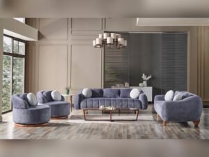 Snowy 3-pieces (Sofa & Loveseat & Swivel Chair) Livingroom Set Anthracite