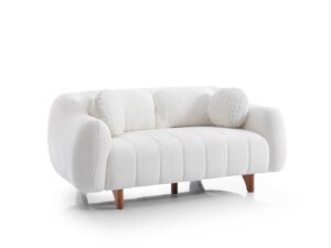 Snowy Stationary Loveseat Cream