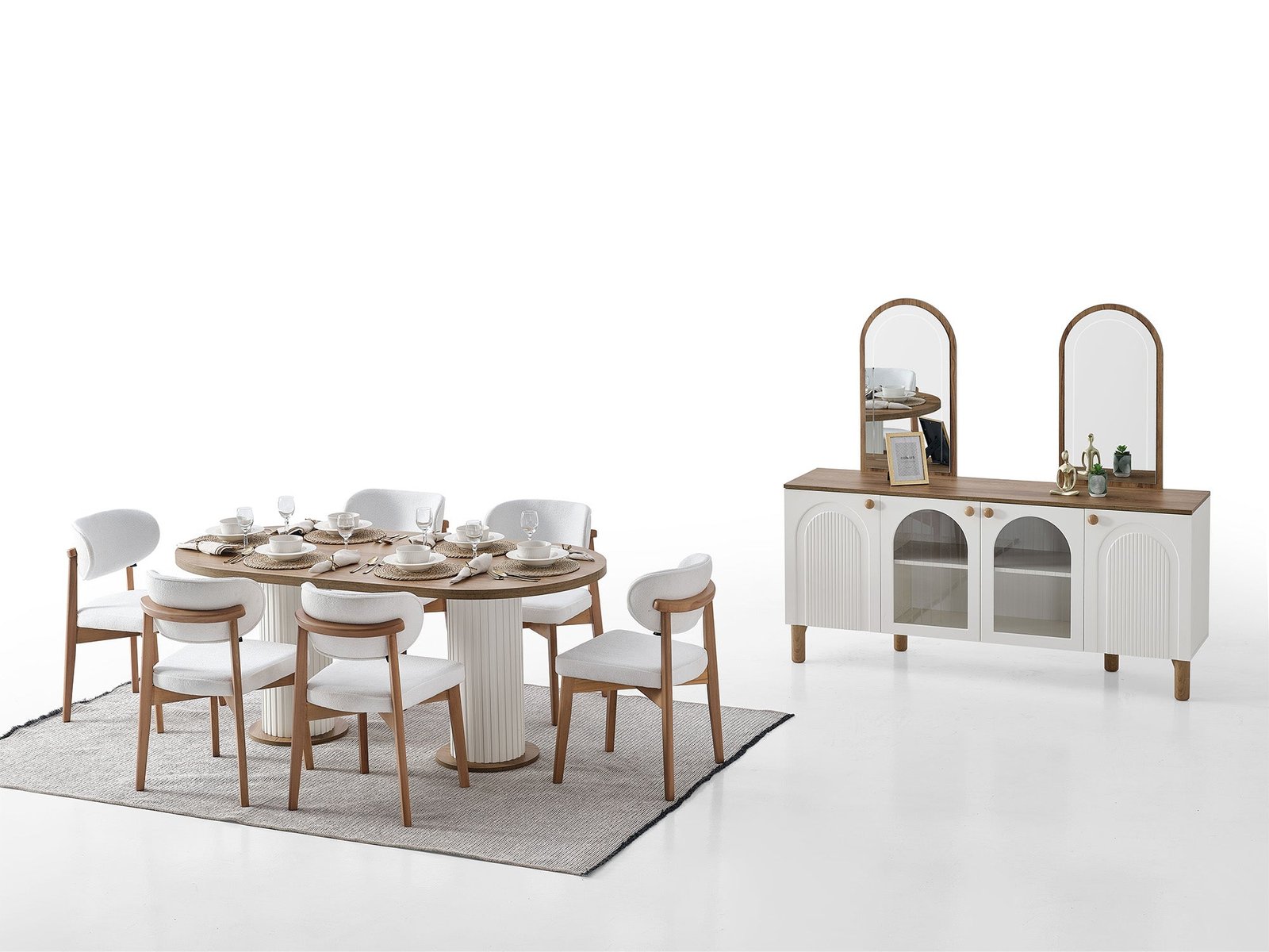 Second image of Sofya Diningroom (Consol With Mirror & Dining Table & 6 Dining Chair)