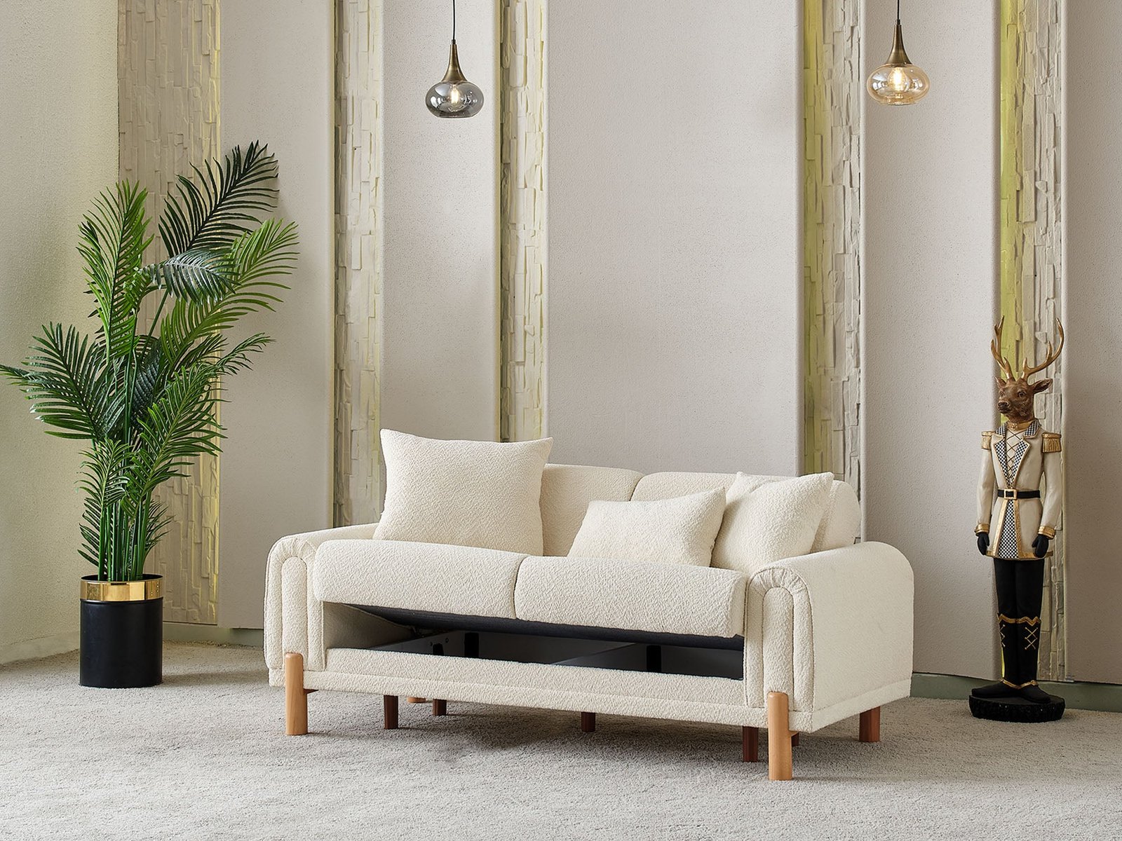 Second image of Soho Convertible Loveseat Cream