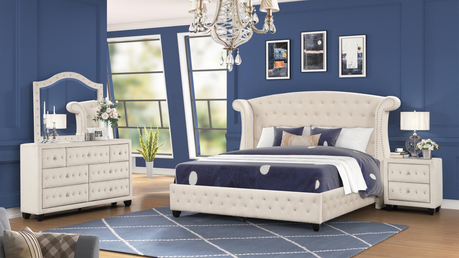 SOPHIA FULL 4 PC BEDROOM SET IN CREAM