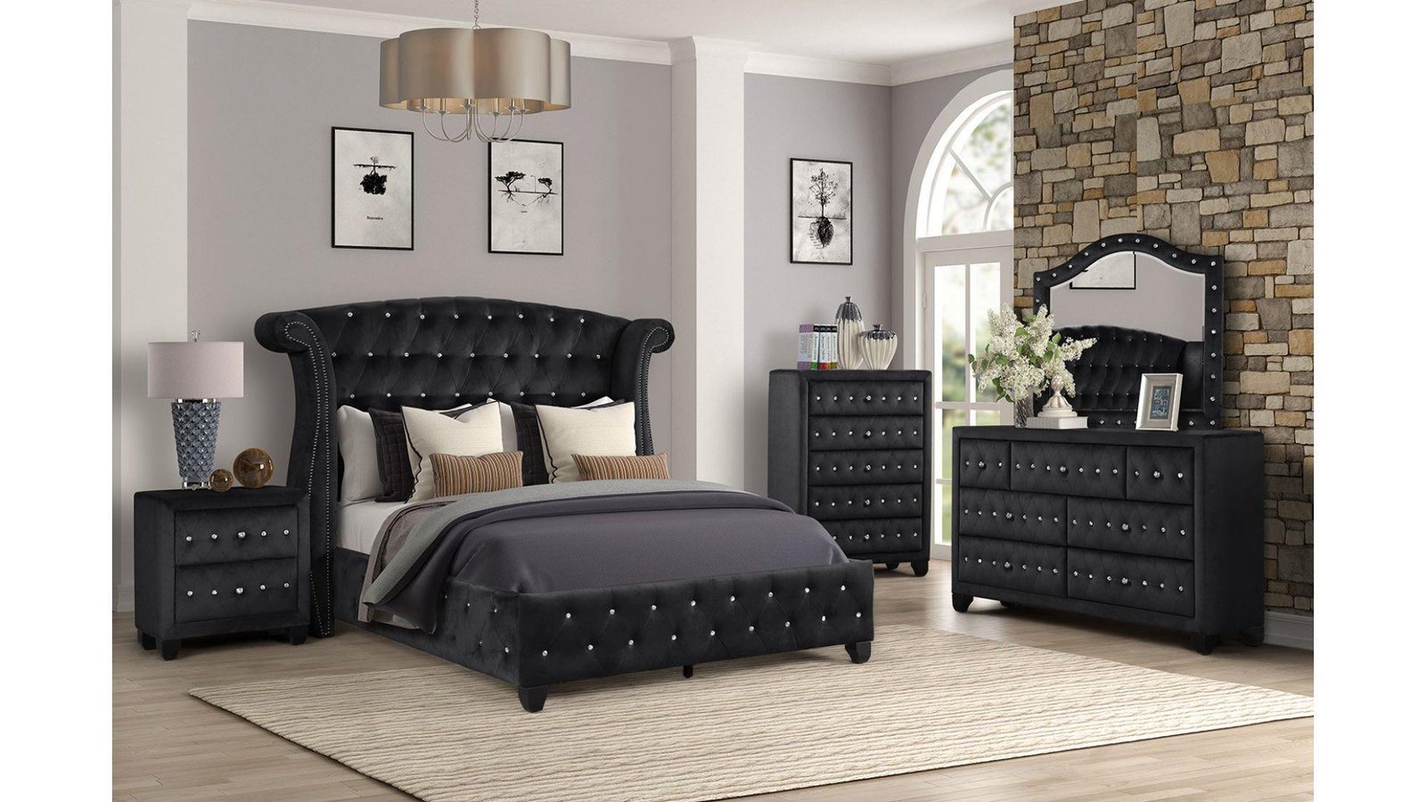 Second image of SOPHIA FULL 4 PC BEDROOM SET IN BLACK