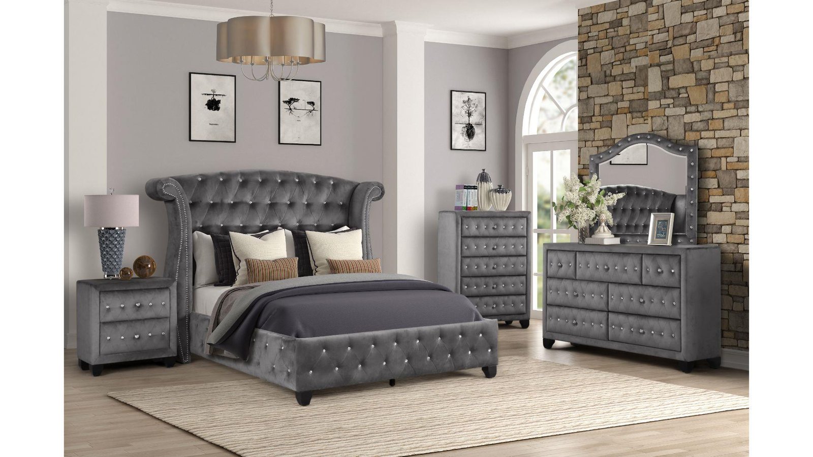 Second image of SOPHIA FULL 4 PC BEDROOM SET IN GRAY
