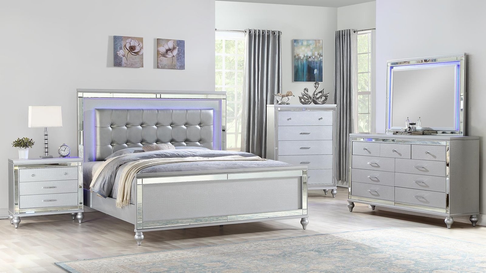 Second image of STERLING FULL 4 PC BEDROOM SET IN SILVER