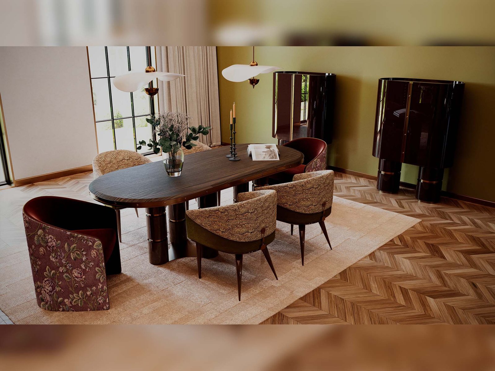 Second image of Tamzara Diningroom (Consol With Mirror & Dining Table & 2 Lux Dining Chair & 2 Dining Chair)