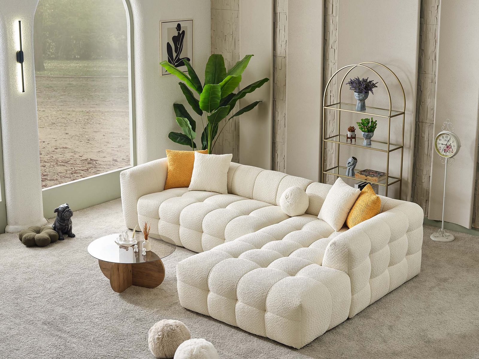 Second image of Teddy Sectional Sofa Cream