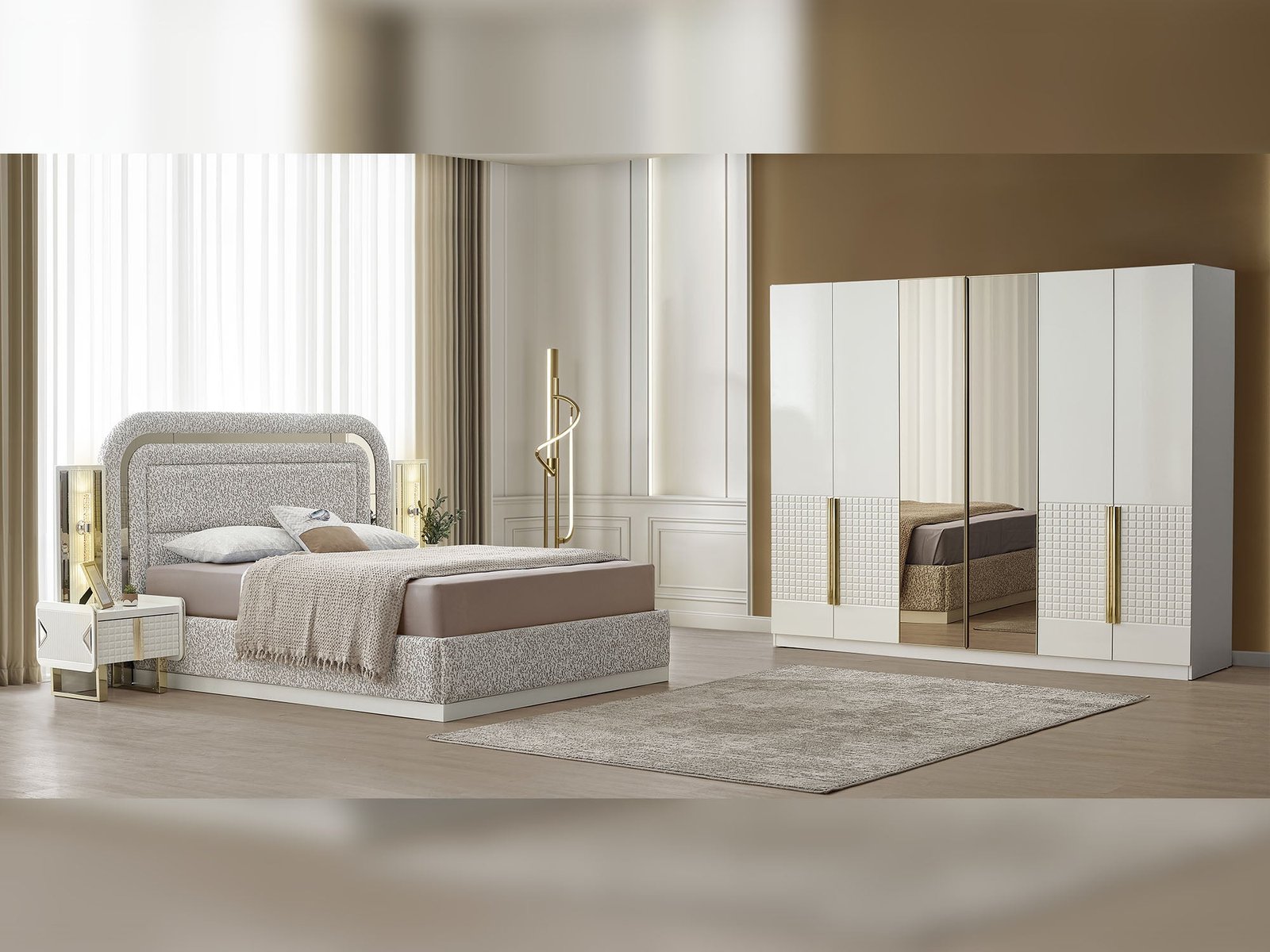 Tina Al Bedroom (Queen Frame With Headboard & Dresser With Mirror & 2 Nightstand)