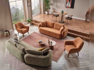 Toscana 4-pieces (4 Seater Sofa &  3 Seater Sofa & 2 Chair) Livingroom Set Orange - Green