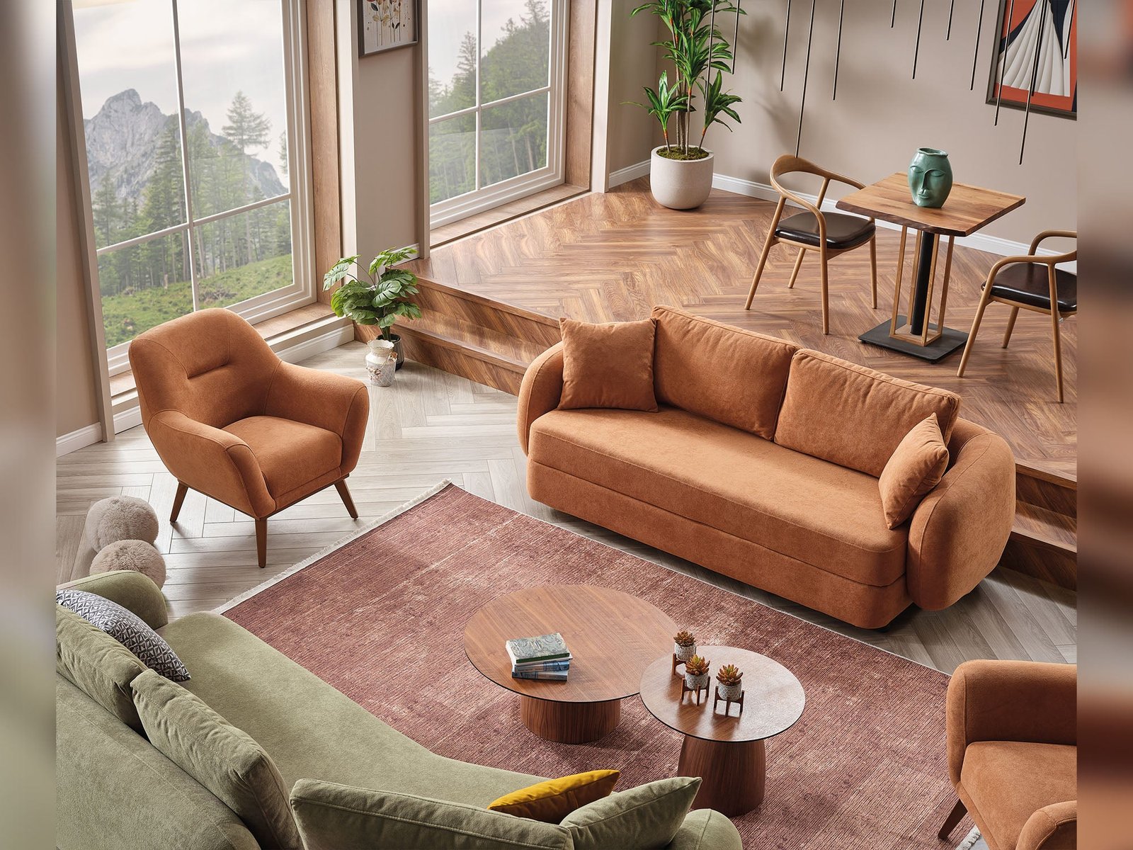 Second image of Toscana Stationary 3 Seater Sofa Orange