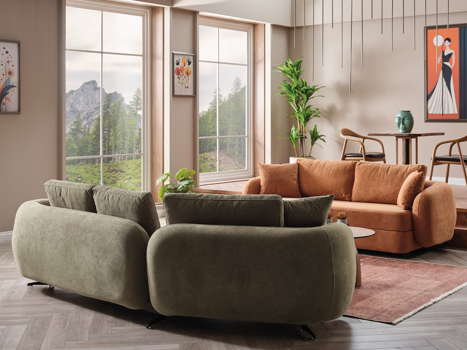 Second image of Toscana Stationary 4 Seater Green