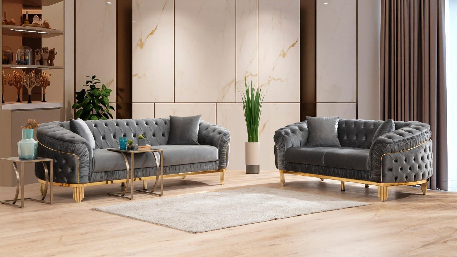 VANESSA 2 PC Living Room Sets IN GRAY - C