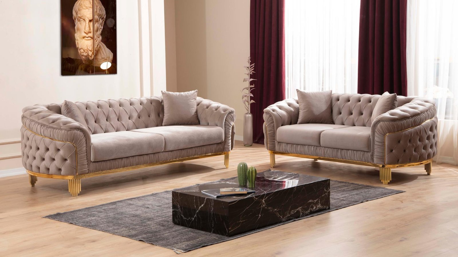 VANESSA 2 PC Living Room Sets IN TAUPE - C
