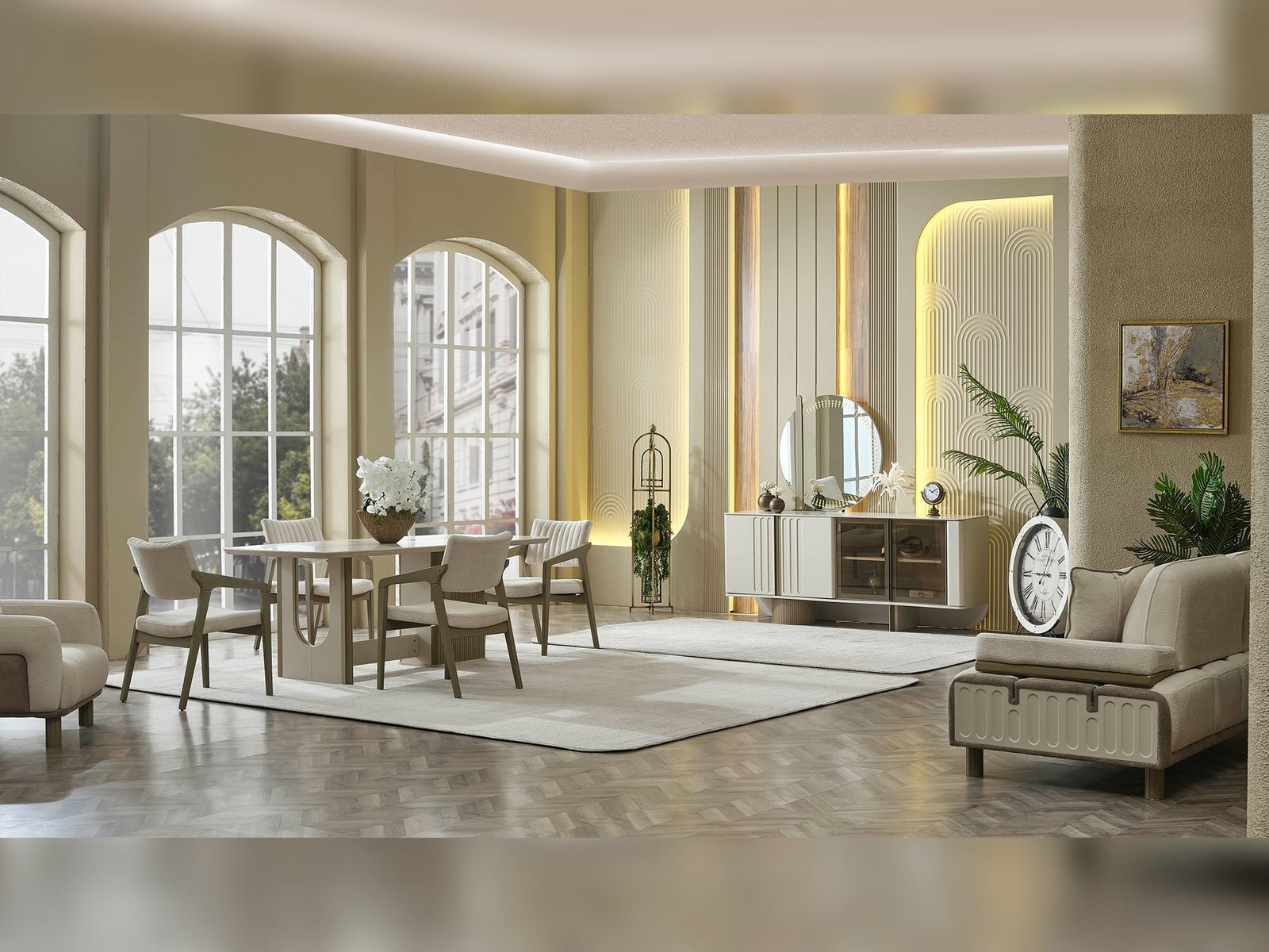 Verona Diningroom (Consol With Mirror & Dining Table & 6 Dining Chair)