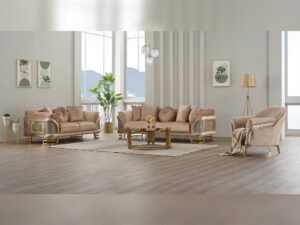 Versace 3-pieces (Sofa & Loveseat & Chair) Livingroom Set Beige