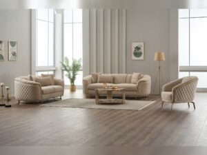 Victoria 3-pieces (Sofa & Loveseat & Chair) Livingroom Set Cream