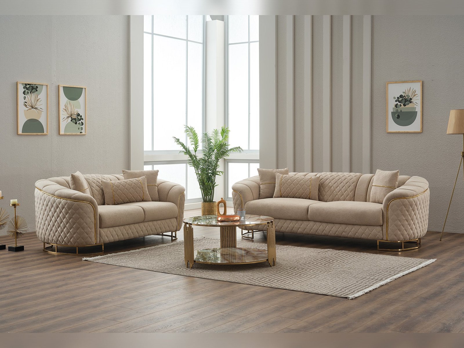 Second image of Victoria 3-pieces (Sofa & Loveseat & Chair) Livingroom Set Cream