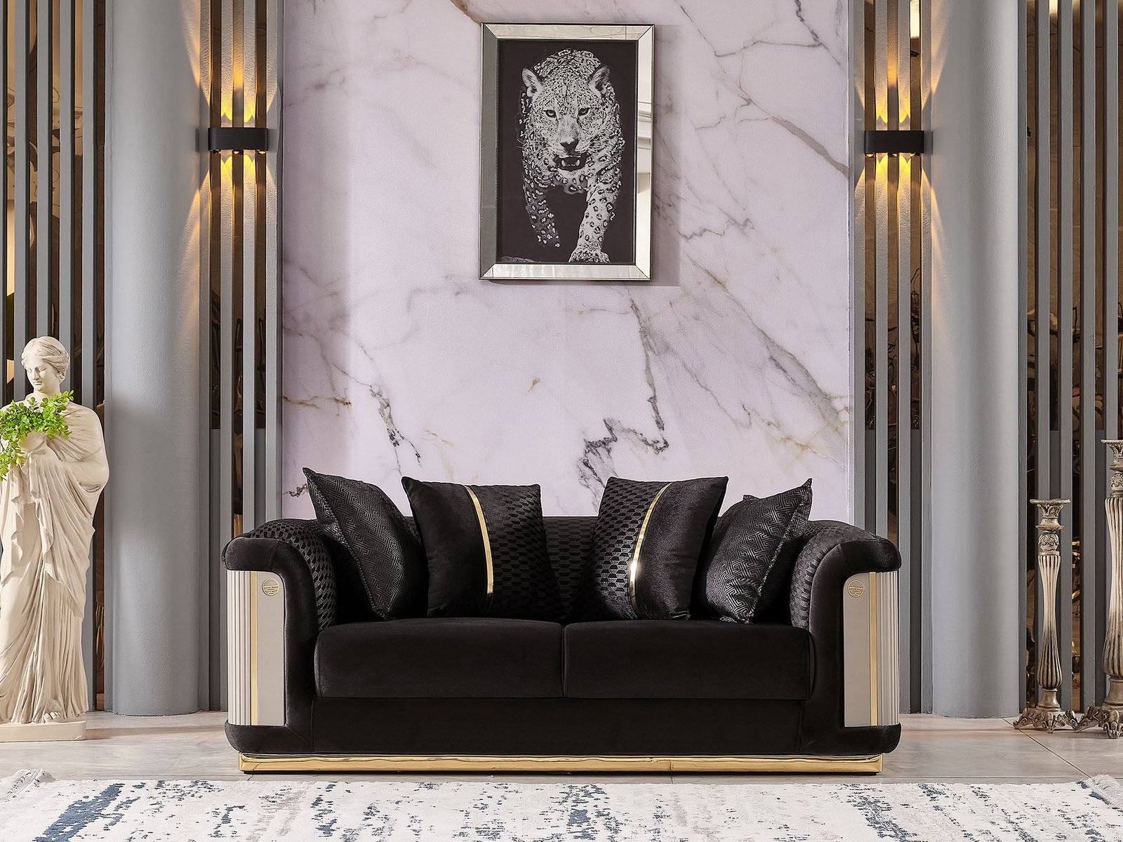 Second image of Elegance Stationary Loveseat Black