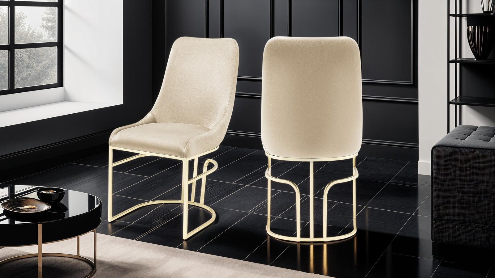 EMRALD GOLD LEGS BEIGE - 2 CHAIRS PER BOX