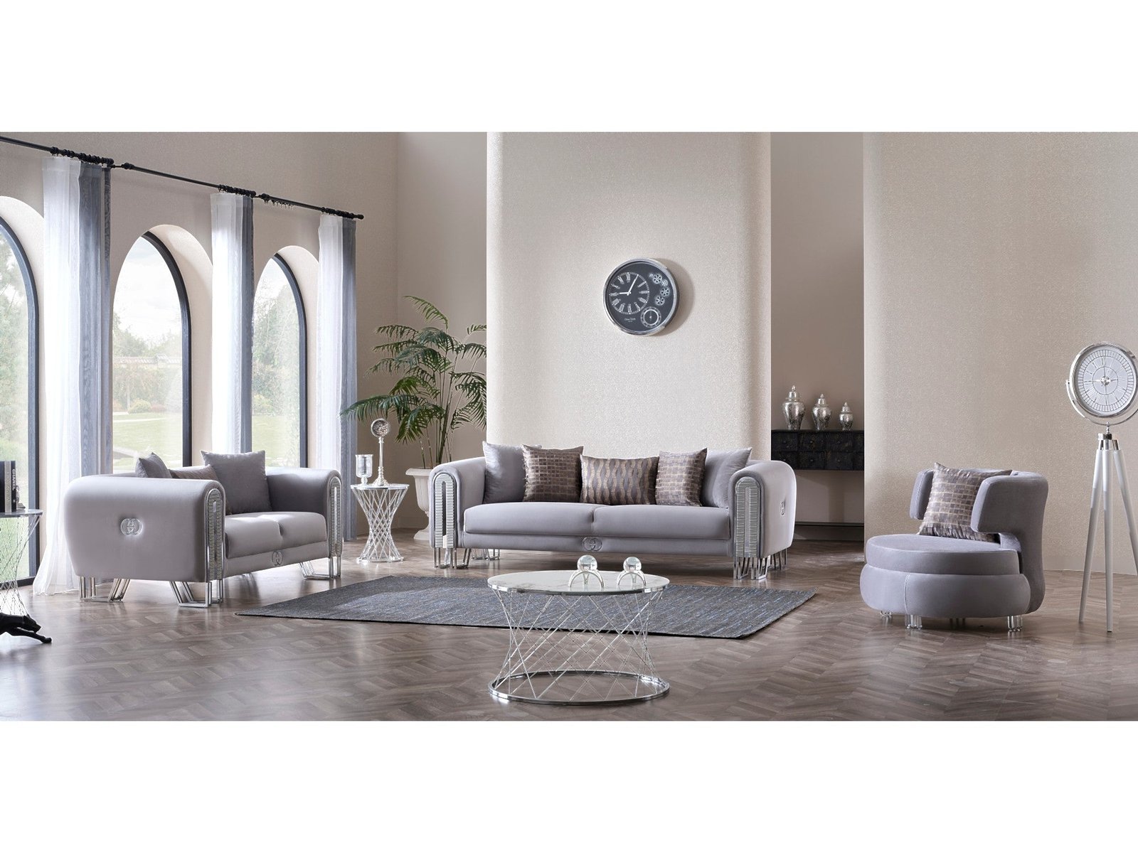 Second image of Kapadokya 3-pieces (Sofa & Loveseat & Chair) Livingroom Set Grey