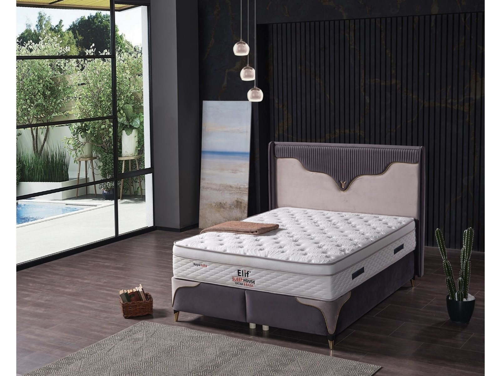 Second image of Manolya Storage Bed With Headboard Grey