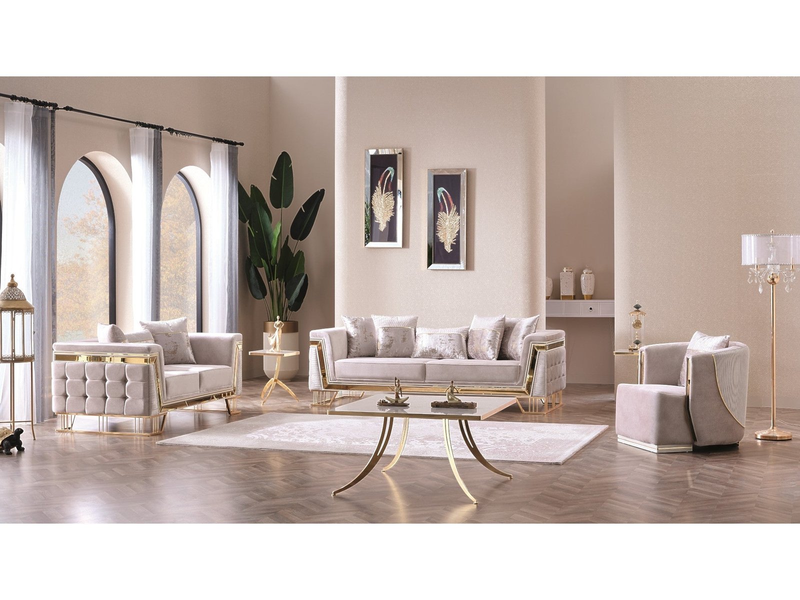 Second image of Munich Stationary Loveseat Cream